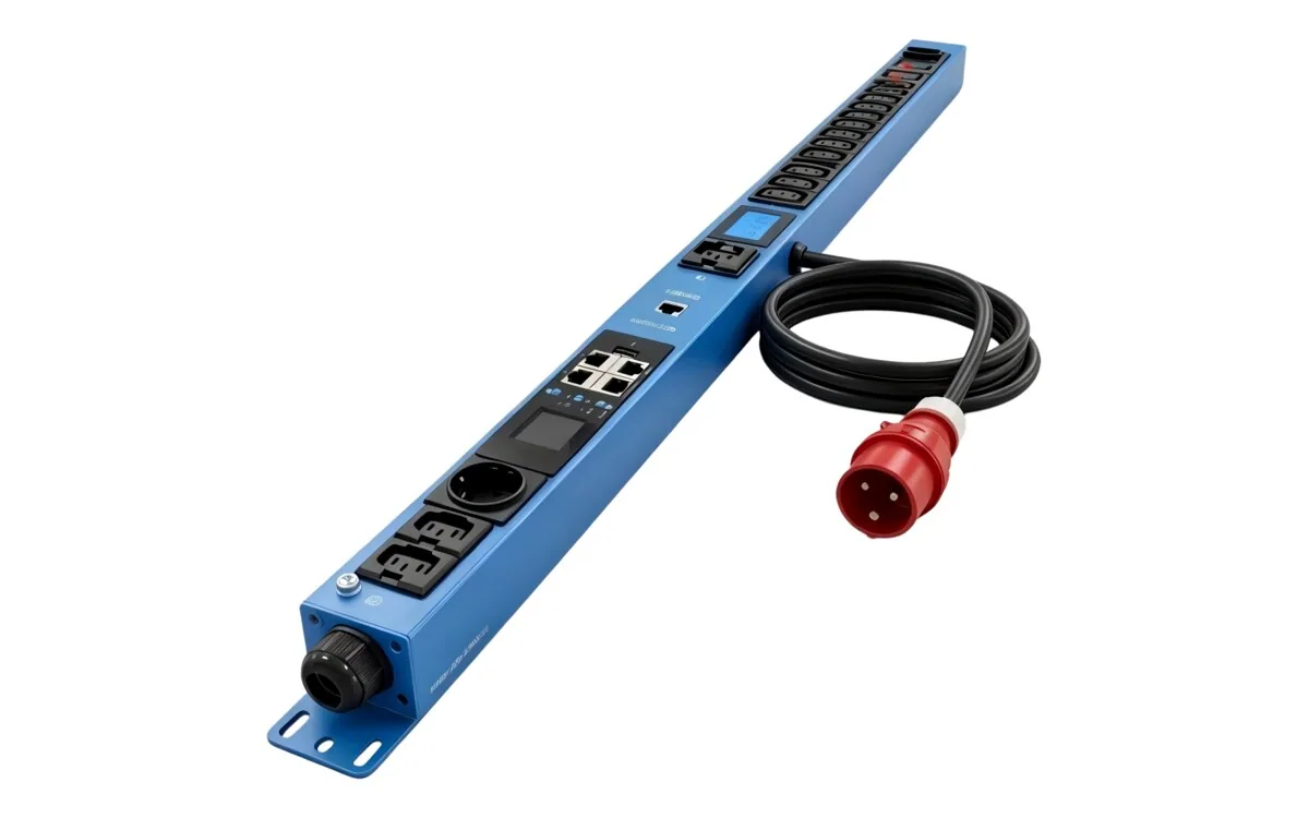 Yiestar intelligent PDU with 3-phase red industrial plug
